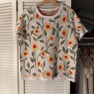 Coldwater Creek Floral Embroidered Sweater | Sunshine Garden Knit | M | NWT